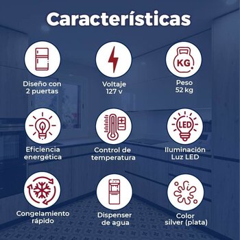 Refrigerador 9 pies silver 2 puertas