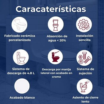 Inodoro Sanitario Una Pieza Ava Cato Blanco 4.8 lpd