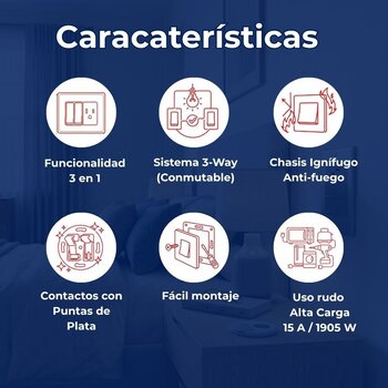 Placa Con 2 Apagadores y 1 Contacto Plata Luxica