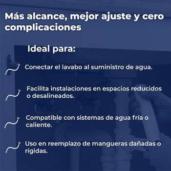 Manguera Para Lavabo Coflex Flexible Inox ½ x ½ pulg x 55 cm