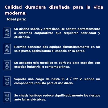 Placa de Contacto Duplex Color Plata Luxica