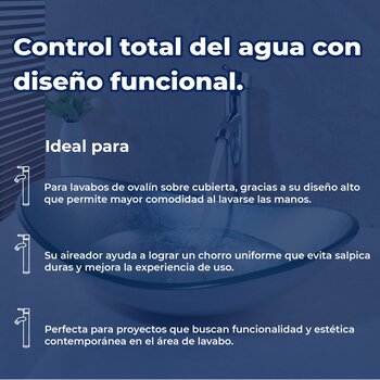 Llave Mezcladora Monomando Alta Para Lavabo Sin Cubierta Rugo