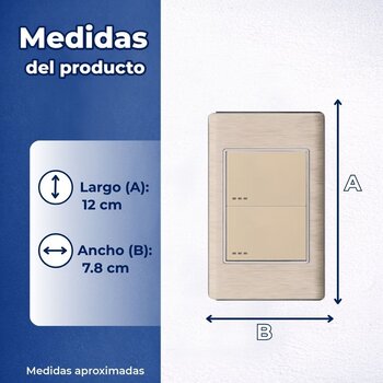 Placa Con 2 Apagadores Sencillos Color Dorado Luxica