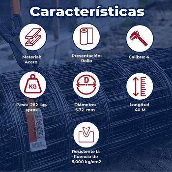 Malla Electrosoldada DeAcero 66-44 2.50 x 40 ML 100 m2