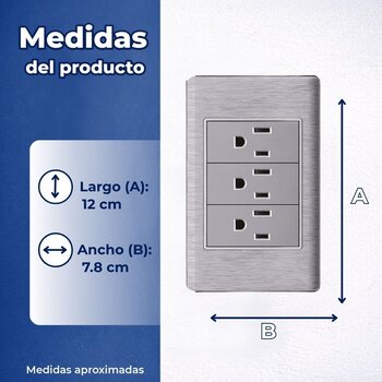 Placa de 3 Contactos Color Plata Luxica