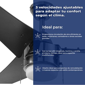 VENTILADOR DE TECHO FENIX GRIS METAL 52 in
