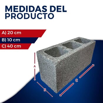 Block Pesado 10 x 20 x 40 cm Para Construcción