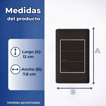 Placa Con 3 Apagadores Sencillos Color Negro Luxica
