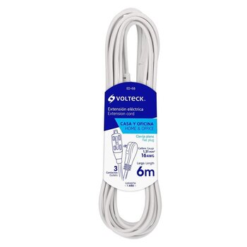 Extensión Eléctrica Doméstica marca Volteck 6 m Blanca