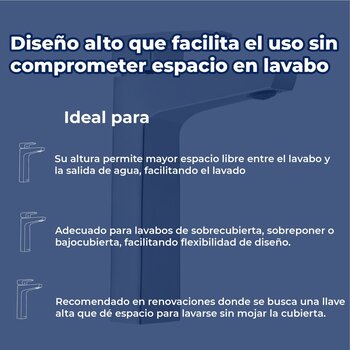 Llave Monomando alto Para lavabo Helvex Piazza PIA-101