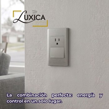 Placa Con 1 Apagador Sencillo y 1 Contacto Color Plata Luxica
