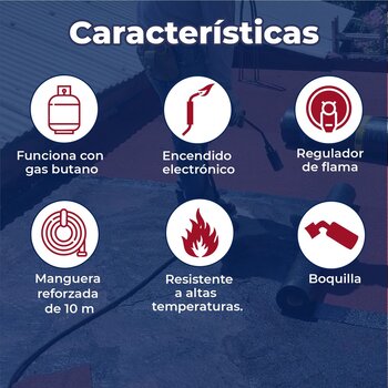 Soplete corto gas butano encendido electrónico manguera