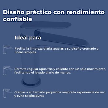Llave Monomando Para lavabo Corto Sin Contra Potenza Helvex