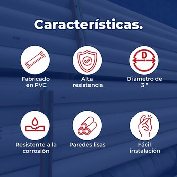 Tubo Sanitario PVC 3 pulgadas x 6.10 m DTC