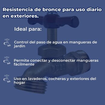 Llave Para Manguera de Agua Bronce Rugo 13 mm