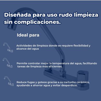 Llave Mezcladora 8" Para Fregadero al Piso Con Cubierta Rugo 8IS