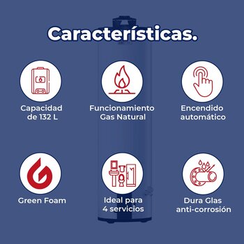 Calentador Depósito Calorex Maximus 132 L Gas Natural 4 Servicio