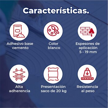 Adhesivo Grandes Formatos Uniblock 20 kg Blanco