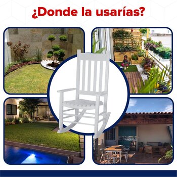 Silla Mecedora De Madera Blanca