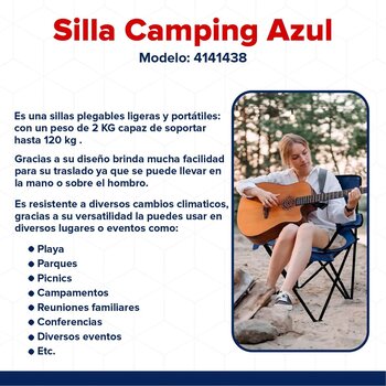 Silla Camping plegable azul