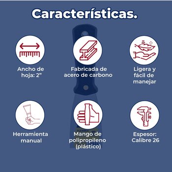 Espátula Flexible 2" Con Mango de Plástico Pretul