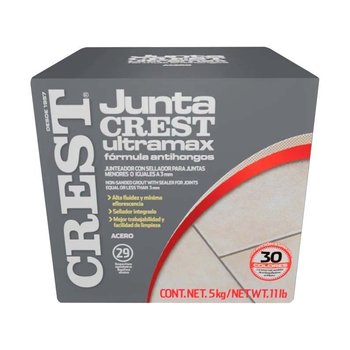Boquilla Sin Arena 5 kg Crest Color Acero Juntacrest ultramax