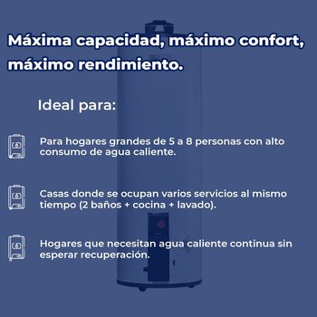 Calentador de Depósito Calorex Maximus 200 L Gas LP