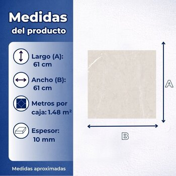 Piso Bottura latte Tipo Mármol Cesantoni 61X61 1.48 M2