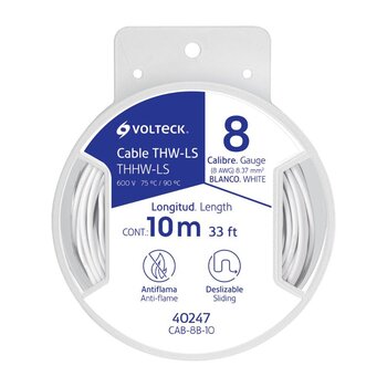 Cable THHW-LS 8 AWG Blanco, 10 m CAB-8B-10