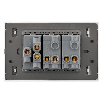 Placa 2 Apagadores Sencillos 1 Contacto Lucek Flat Negro