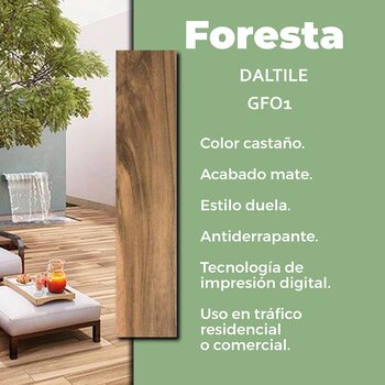 Piso Tipo Madera Foresta castaño Daltile 20x90 cm GF01