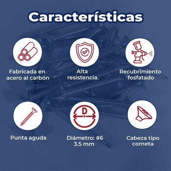 Tornillo STD CAB Corneta 28.6 6X1 1/8 (17.24) (Precio por kilo)