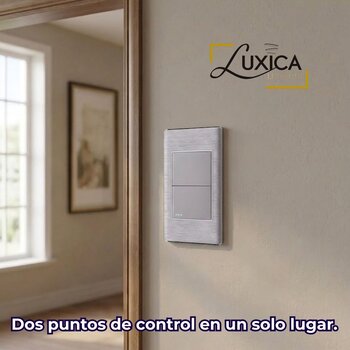 Placa Con 2 Apagadores Sencillos Color Plata Luxica