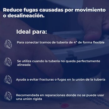 Brida flexible larga para tubería de 4" diámetro interior 100 MM