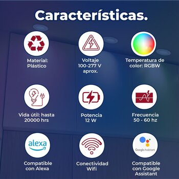 Luminario led empotrado smart 5 pulgadas 12 W con wifi