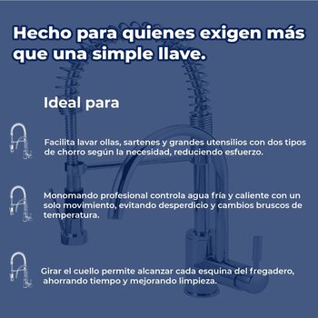 Llave Monomando Para Fregadero Doble Cabezal Helvex E-308