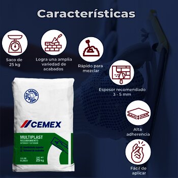 Cemento Blanco Multiplast Cemex 25 KG